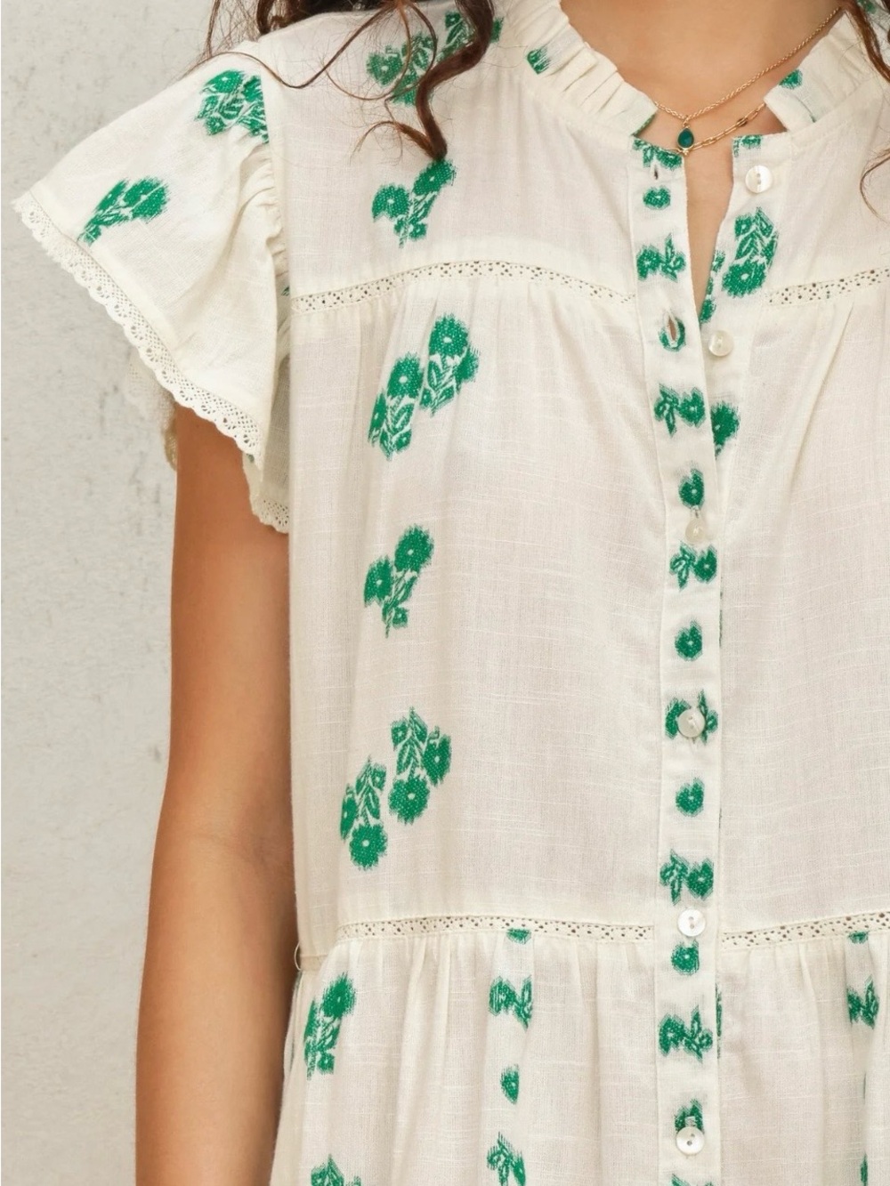 M.A.B.E. Iris Frill Dress Green Size Small NWT